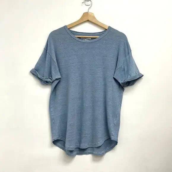NWOT Isabel Marant Étoile Koldi Linen Rolled Sleeve Easy Relaxed Fit Tee - Large - Picture 12 of 12